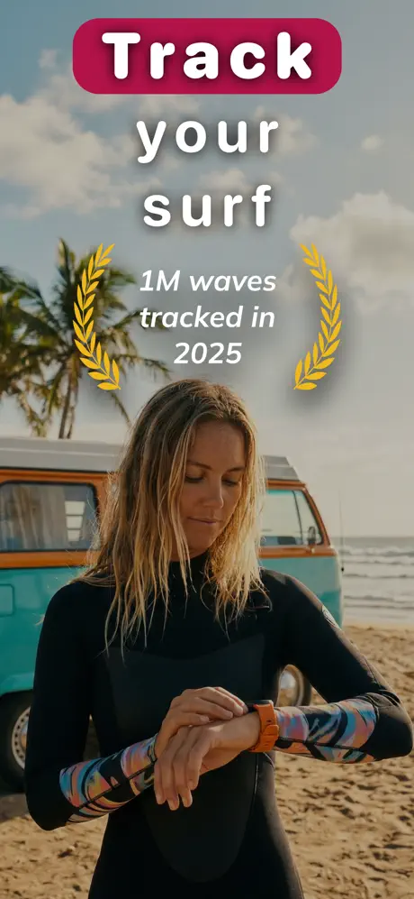 Surfer starting a tracked surf session on Apple Watch with Gone Surfing